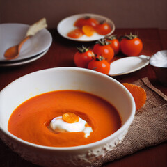 tomato soup in a bowl