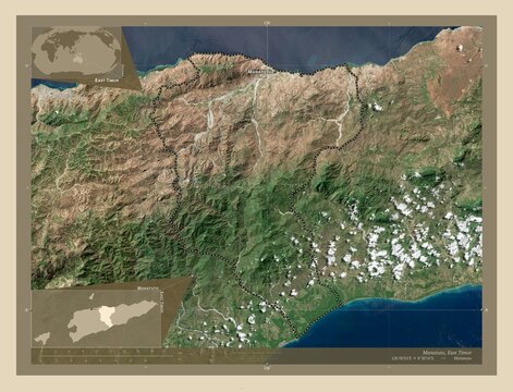 Manatuto, East Timor. High-res satellite. Labelled points of cities
