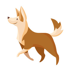Slow dog movement. Side view of pet walking isolated on white background. Vector illustration for training, canine, domestic animals concept