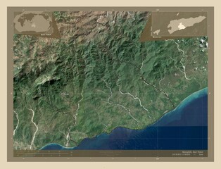 Manufahi, East Timor. High-res satellite. Labelled points of cities