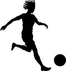 A woman footballer soccer female football player in silhouette