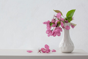 vase with flowers. light background. Copy space