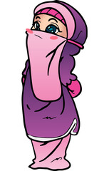 Hijab Niqab jilbab Cute Muslim Girl Character Tilt Head
