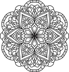 Adult coloring page Mandala.Hand drawn illustration.Oriental mystical pattern.Yoga mandala.Hand drawn illustration