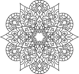 Vector abstract mandala pattern.Black and white illustration.Outline.Coloring page for coloring book