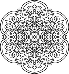 Vector abstract mandala pattern.Black and white illustration.Outline.Coloring page for coloring book