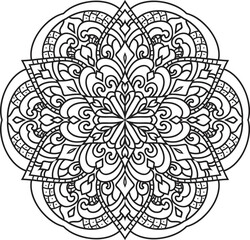 Mandala isolated on the white background.Doodle pattern.ornament design for coloring page