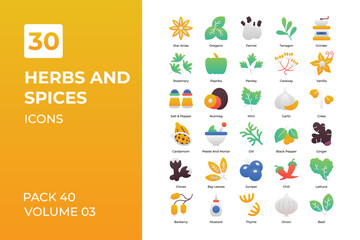 herb and spices icons collection.