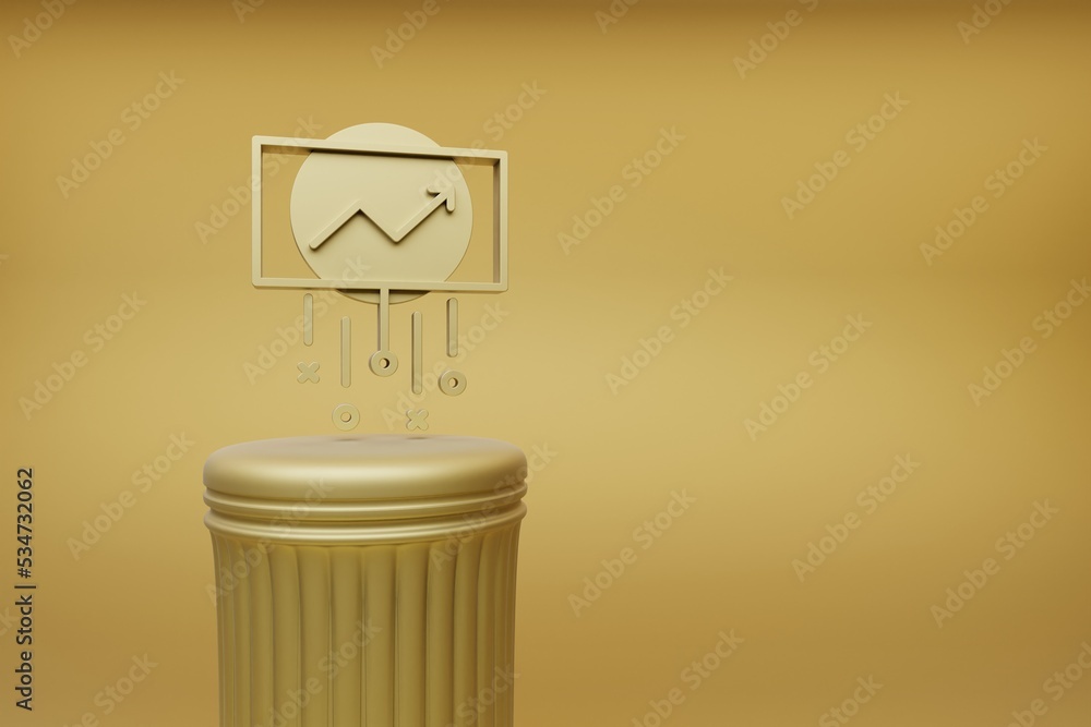 Poster beautiful abstract illustrations golden data screen symbol icons on a golden column and wonderful ba