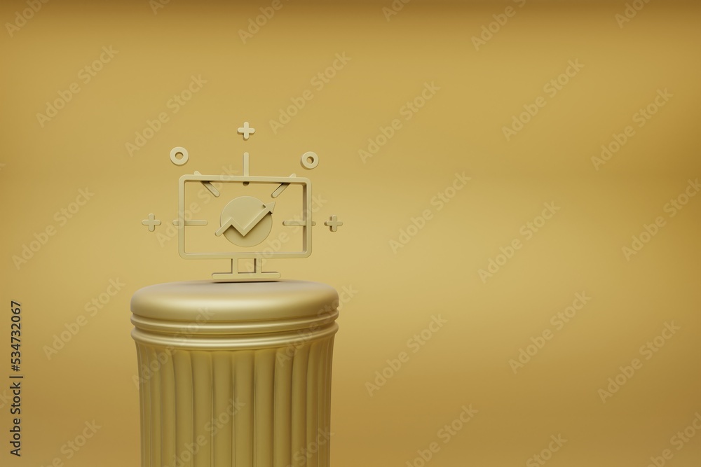 Poster beautiful abstract illustrations golden computer symbol icons on a golden column and wonderful backg