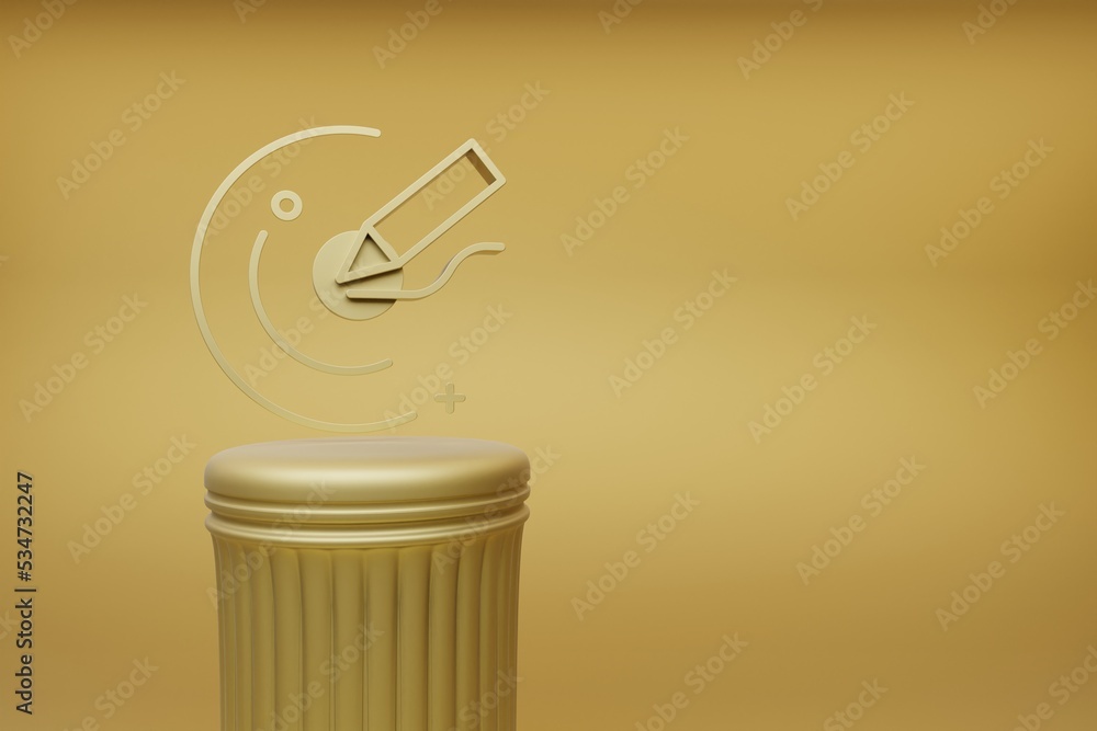 Poster Beautiful abstract illustrations Golden Pencil symbol icons on a golden column and wonderful background. 3d rendering illustration. Background pattern for design.