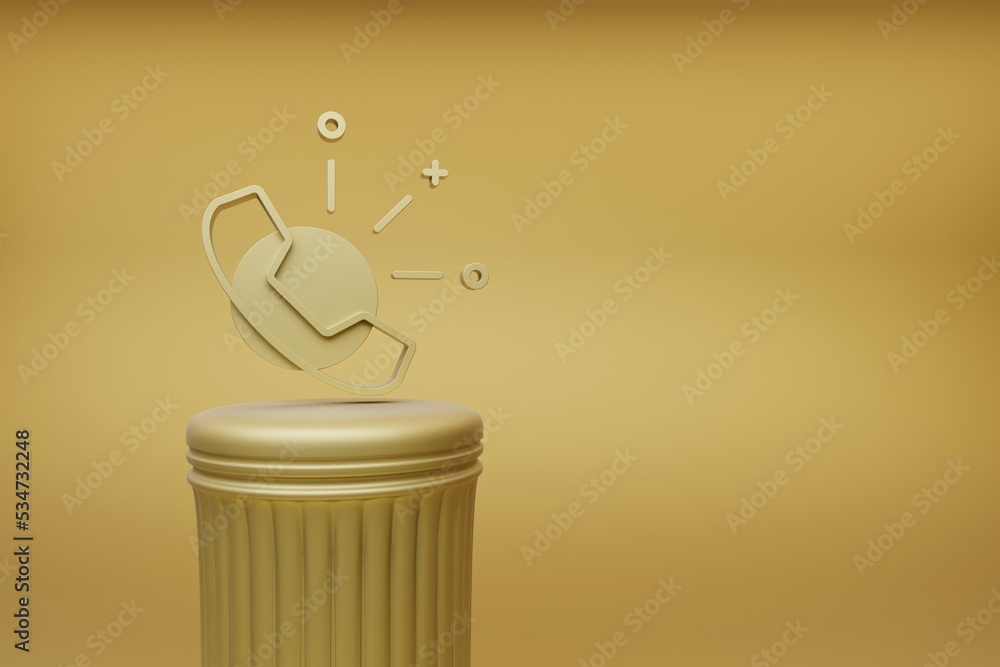 Fototapete beautiful abstract illustrations golden phone symbol icons on a golden column and wonderful backgrou