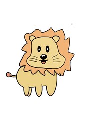Cute lion, doodle cartoon.
