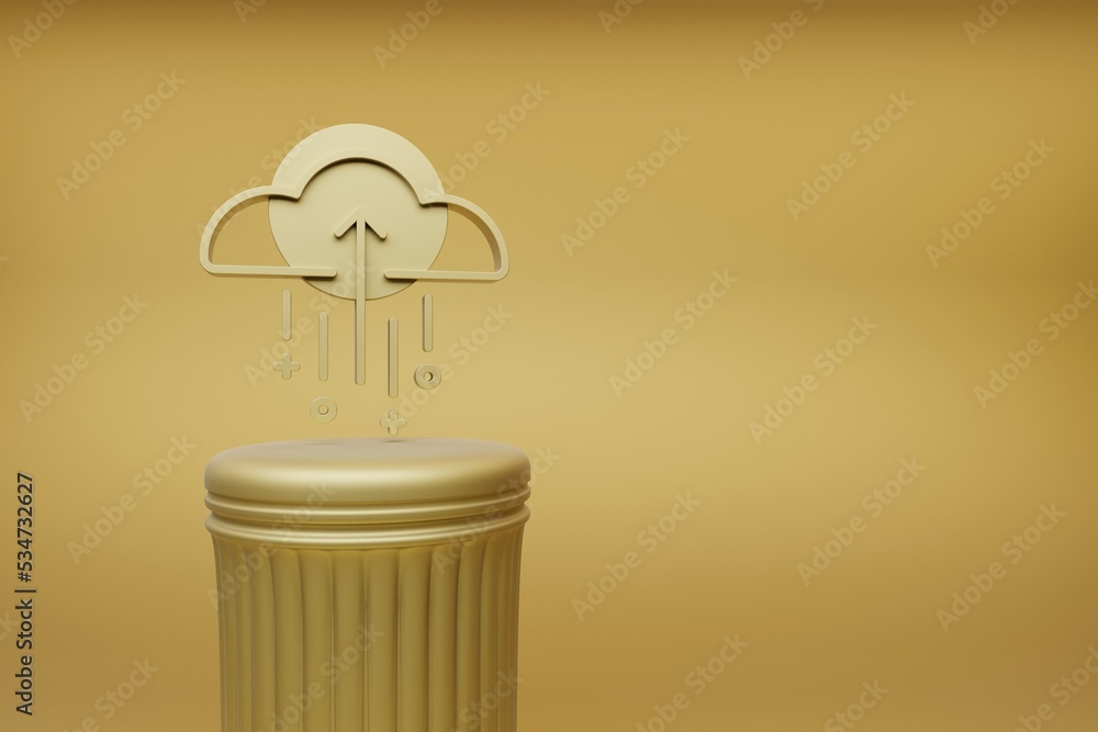 Poster beautiful abstract illustrations golden upload symbol icons on a golden column and wonderful backgro
