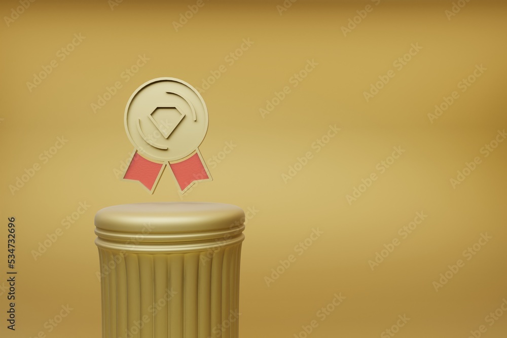 Fototapete beautiful abstract illustrations golden badge winner symbol icons on a golden column and wonderful b