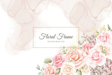 beautiful watercolor roses floral frame background