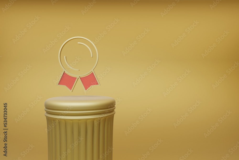 Aufkleber Beautiful abstract illustrations Golden badge symbol icons on a golden column and wonderful background. 3d rendering illustration. Background pattern for design.