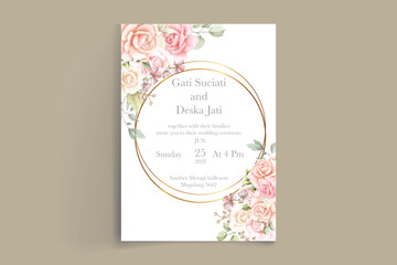 beautiful watercolor roses wedding invitation 