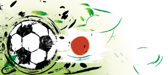 Foto op Aluminium soccer or football illustration for the great soccer event with paint strokes and splashes, japan national colors © Kirsten Hinte