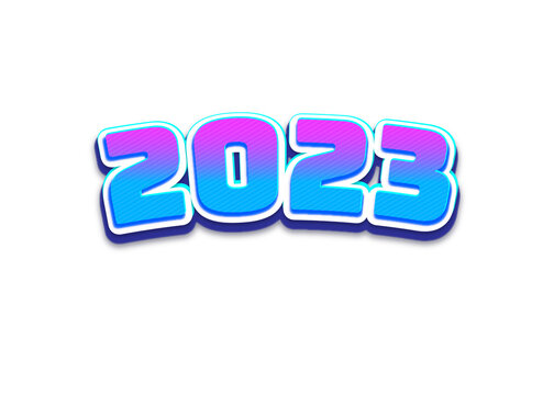 Happy new year 2023 PNG image 3d text effect with vintage style