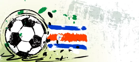 Foto op Canvas soccer or football illustration for the great soccer event with paint strokes and splashes, costa rica national colors © Kirsten Hinte