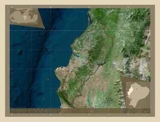 Manabi, Ecuador. High-res satellite. Major cities
