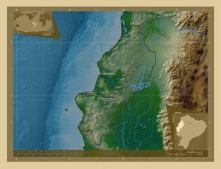 Manabi, Ecuador. Physical. Labelled points of cities