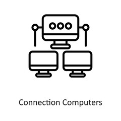 Connection computers Outline Vector Icon Design illustration on White background. EPS 10 File