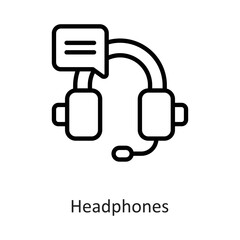 Headphones Outline Vector Icon Design illustration on White background. EPS 10 File