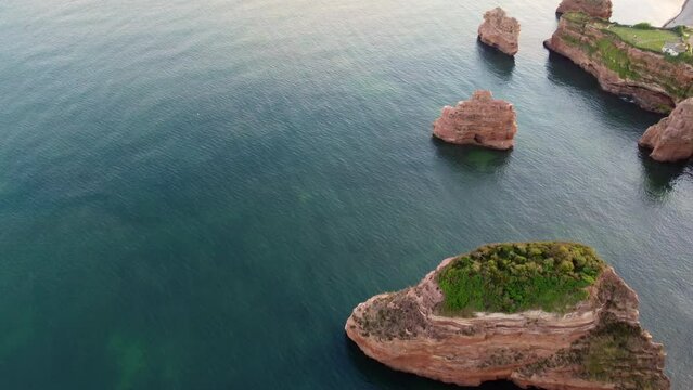 Ladram bay aerial drone devon england uk 