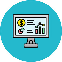 Analytic Multicolor Circle Filled Line Icon
