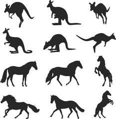 Horse and kangaroo silhouette