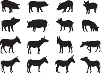 Pig and donkey silhouette