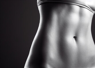 Fototapeta premium Torso of slim attractive female with flat belly black and white