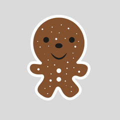 Gingerbread man.Christmas icon. Festive winter symbols. Holiday treats. Christmas cookies, sweets. Vector illustration.