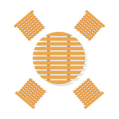 Top view of city or park element vector illustration. Trees, roads, buildings, fences, tiles from above for map or plan isolated on white background