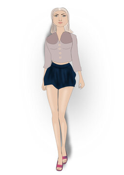 Fashion Girl Illustration Image,Stylish cloth vecotr image.Model standing image.