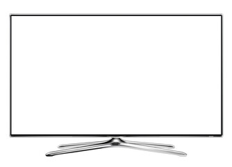 TV, modern television monitor isolated with white screen.