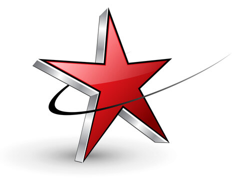 Business logo, dynamic red star 3d icon.