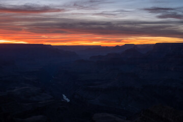 Light Fades Over the Horizon of the Grand Canyon