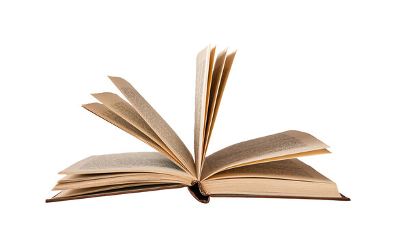 Open book with abstract turning pages isolated on white background - Powered by Adobe