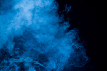 blue smoke with black background, cloud