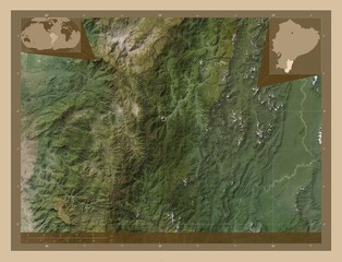 Zamora Chinchipe, Ecuador. Low-res satellite. Major cities