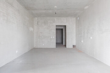 interior of the apartment without decoration in gray colors