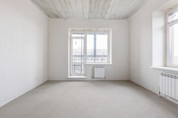interior of the apartment without decoration in gray colors