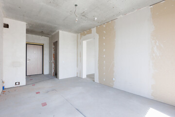 interior of the apartment without decoration in gray colors