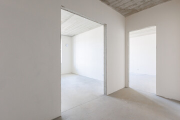 interior of the apartment without decoration in gray colors