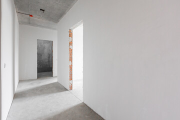 interior of the apartment without decoration in gray colors