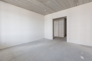 interior of the apartment without decoration in gray colors