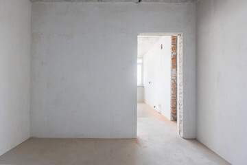 interior of the apartment without decoration in gray colors
